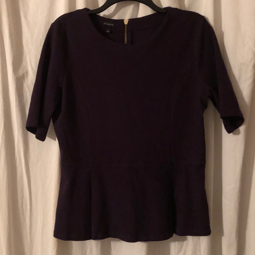 Talbots ssleeve peplum knit top